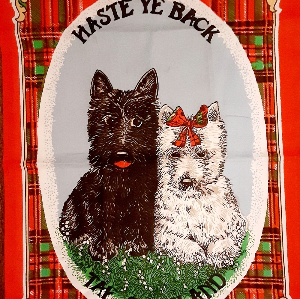 Scottish Terrier and Westie Dog Print Scotland Tea Towel - Picture 2 of 6